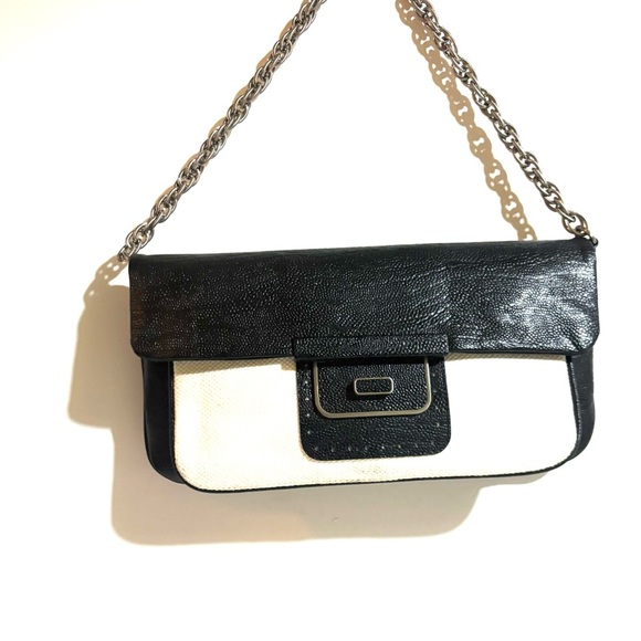 Kenneth cole Chic Black and White Leather Shoulder Bag - Picture 1 of 8
